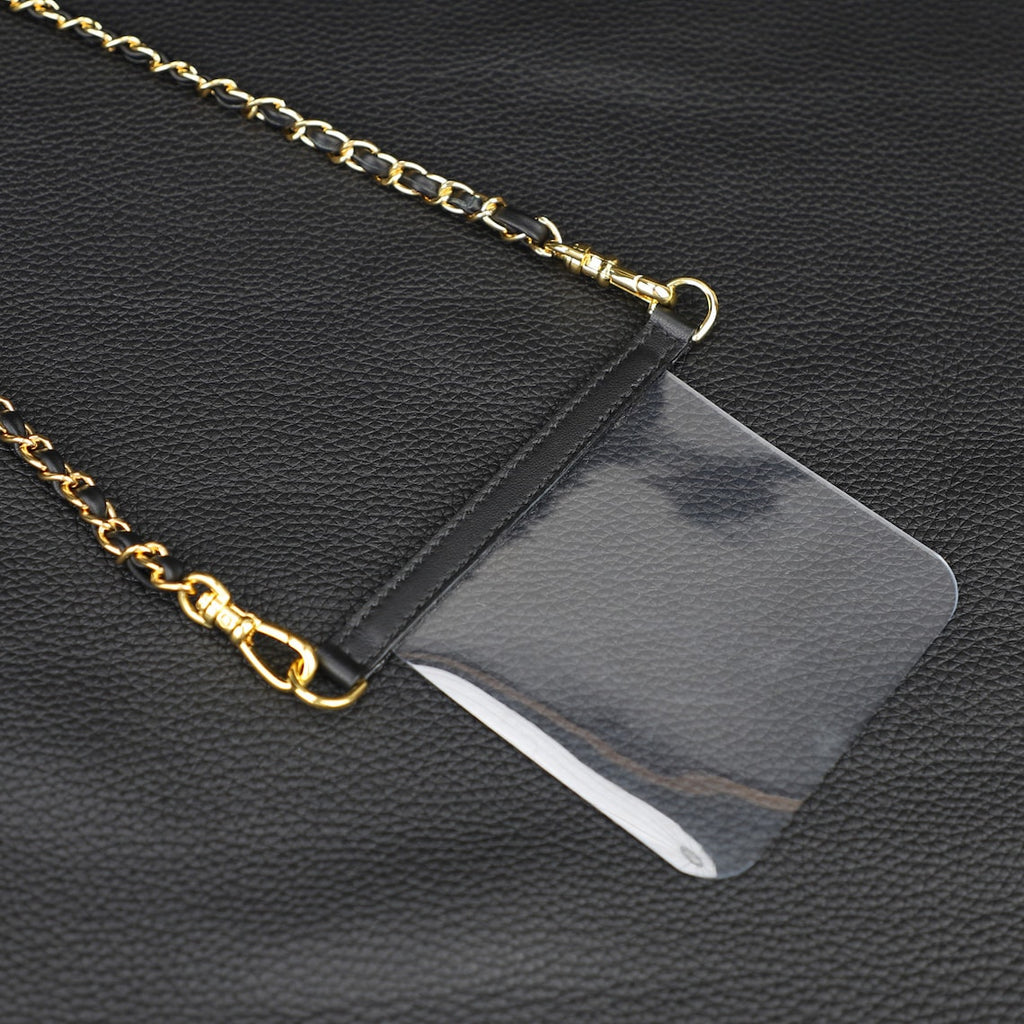 Leather Chain Wallet Strap: Transparent Silicone Insert