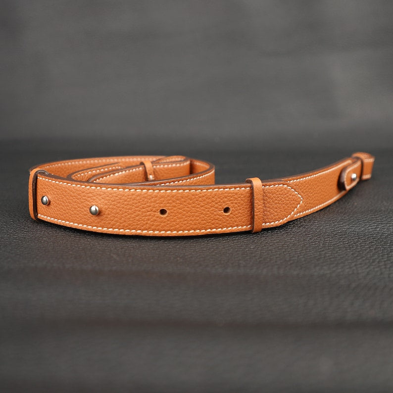 Hermès Style Etoupe (18) Togo Leather Adjustable Bandoulière: Compatible Crossbody/Shoulder Strap for Picotin & Lindy Bags