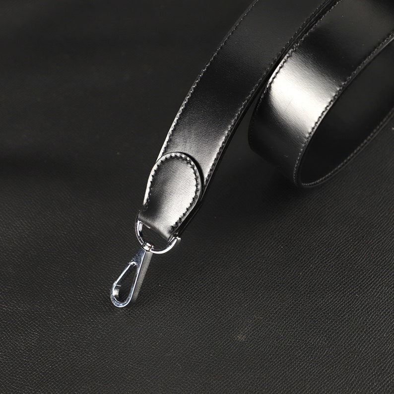 Hermès Style Black Box Calf Leather Bandoulière (38mm Wide): Compatible Shoulder Strap Replacement for Kelly Bags