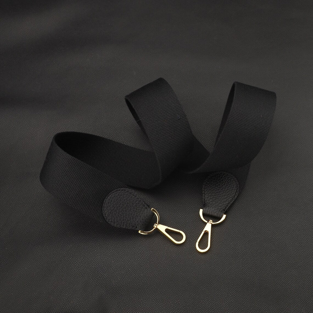 Canvas Bag Strap: 5cm Wide, Leather Accents, Gold Clasp