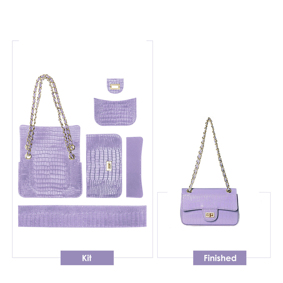 Purple Lavender Leather Shoulder Bag Evening Bag for Women | DIY Crossbody Bag Kits - Wirkin™
