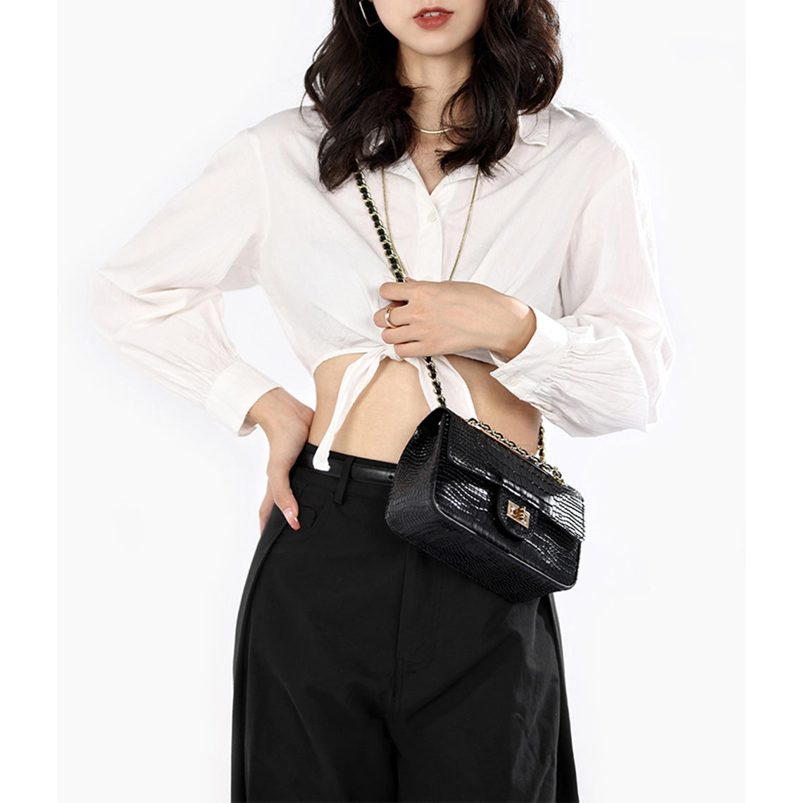 Black Leather Shoulder Bag Evening Bag for Women | DIY Crossbody Bag Kits - Wirkin™