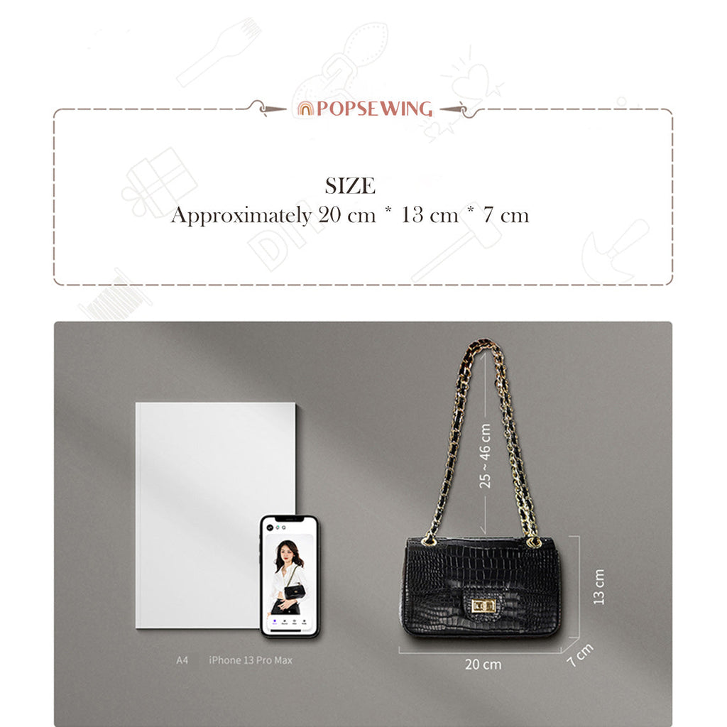 Leather Woven in Gold Chain Bag | Small Leather Shoulder Bag Size - Wirkin™