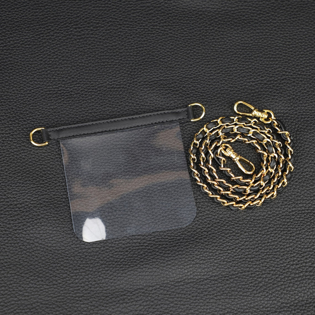 Leather Chain Wallet Strap: Transparent Silicone Insert