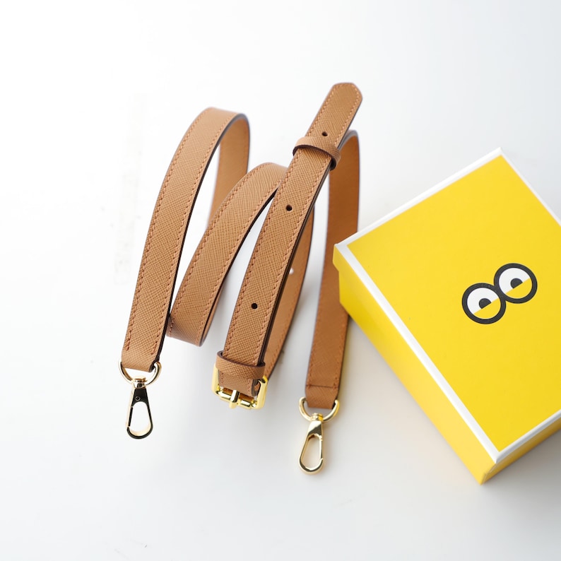 1.5cm Width Black Saffiano Leather Bag Shoulder Strap,Caramel Saffiano leather Adjustable bag strap