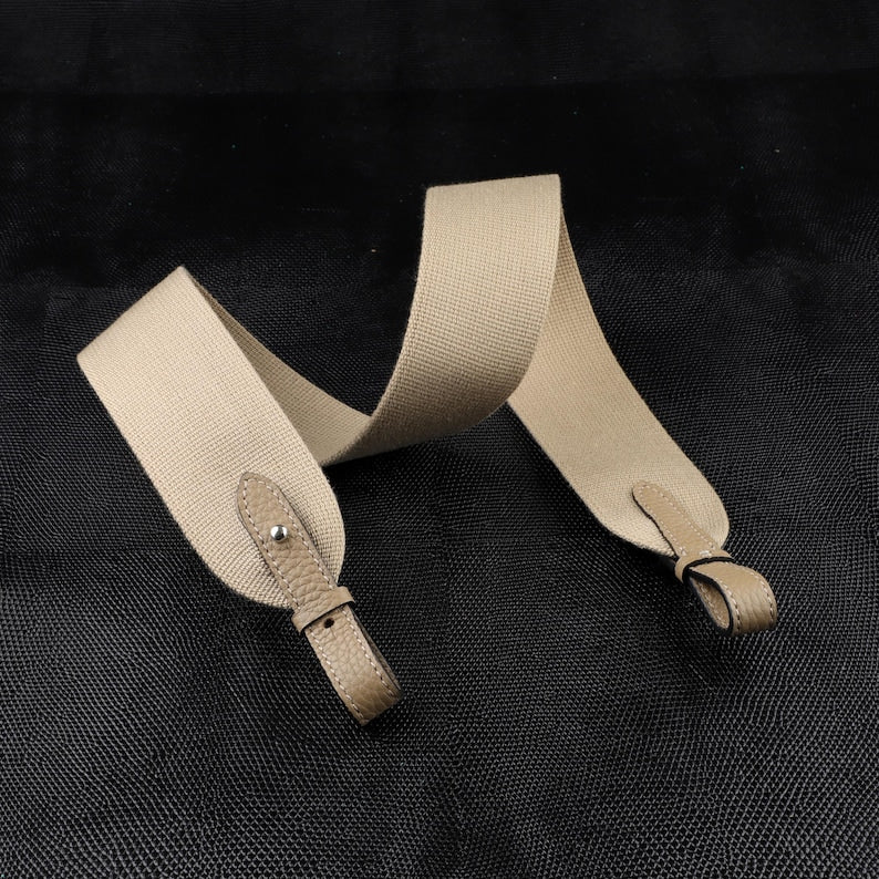 50mm Canvas Shoulder Bag Strap with toog leather loops for lindy bag,Fit evelyne bags,Birkin bags and more luxury handbags