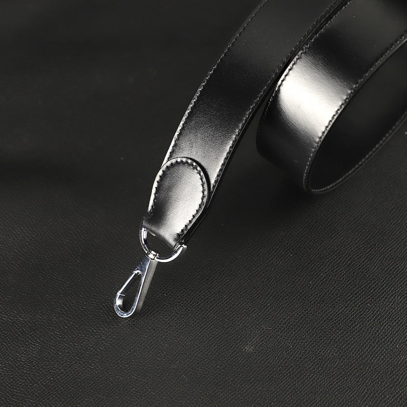 Hermès Style Black Box Calf Leather Bandoulière (38mm Wide): Compatible Shoulder Strap Replacement for Kelly Bags