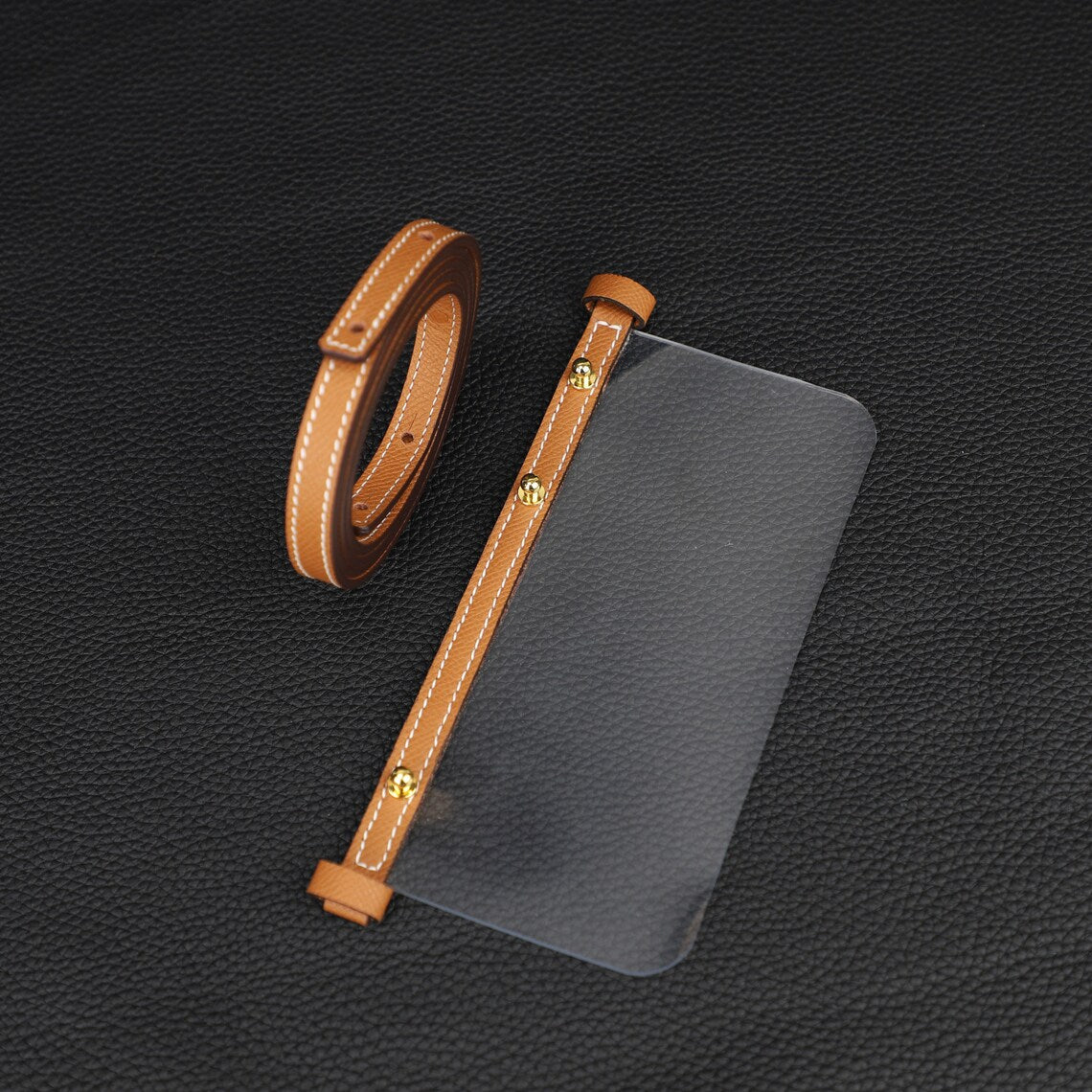 Epsom Leather Wallet Strap with Clear Insert: Kelly & Constance Wallets