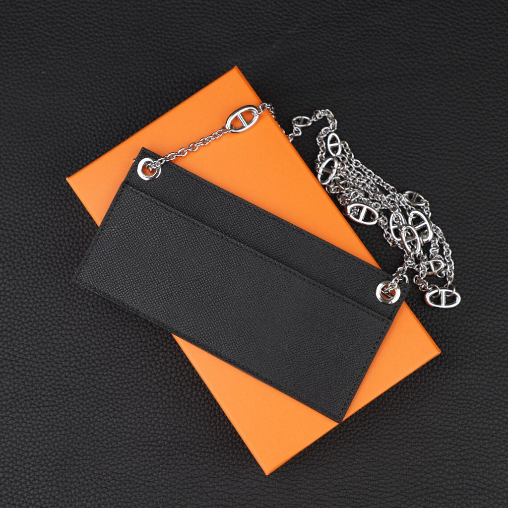 Epsom Leather Wallet Insert with Chain Strap