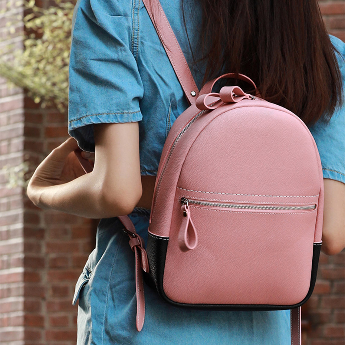 Wirkin™ Rabbit Handmade Leather Backpack Bag | Pink