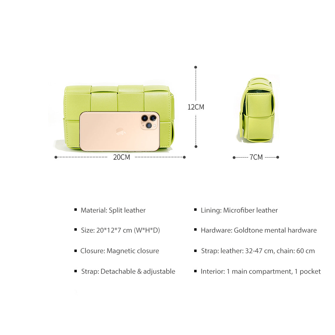 Small Intrecciato Leather Crossbody Bag Size - Wirkin™