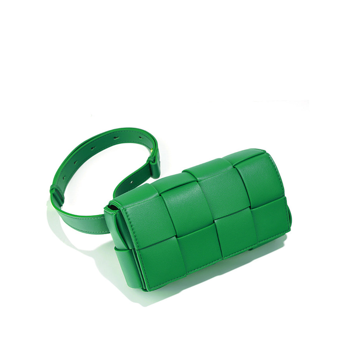 Woven Leather Bag in Dark Green | Small Intrecciato Shoulder Bag for Women - Wirkin™