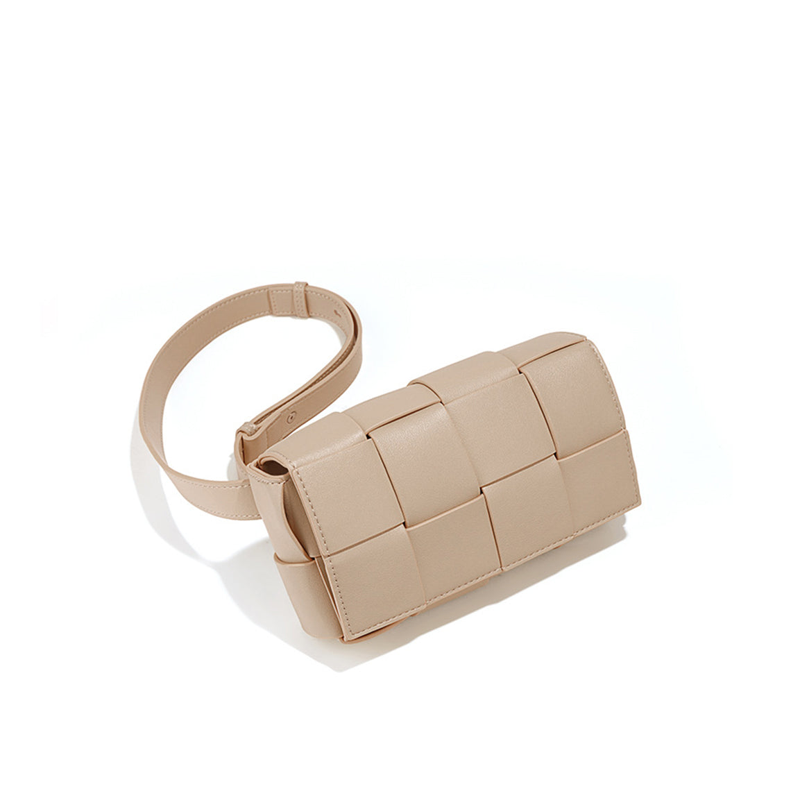Woven Leather Bag in Apricot | Woven Shoulder Bag for Women - Wirkin™