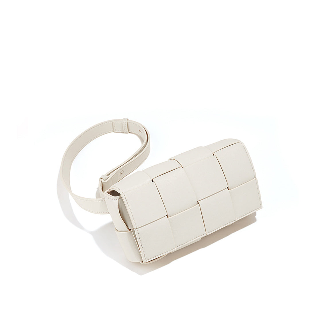 Woven Leather Bag in White | Small Intrecciato Shoulder Bag for Women - Wirkin™