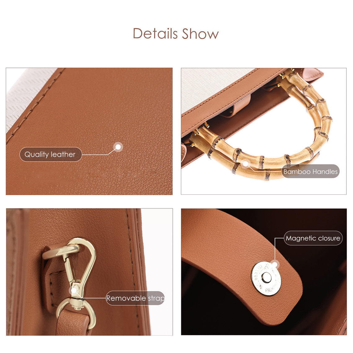 Details of the Bamboo Large Tote Bag with Adjustable Strap - Wirkin™