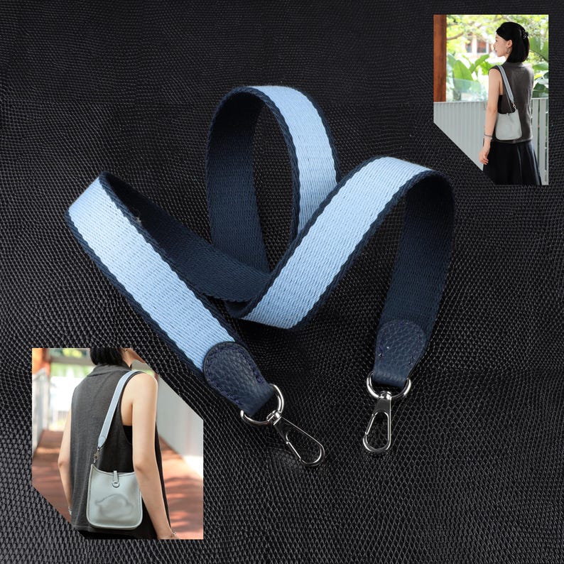 25mm Bi-color canvas shoulder and clemence leather shoulder strap for evelyn TPM,34 colors avaliable