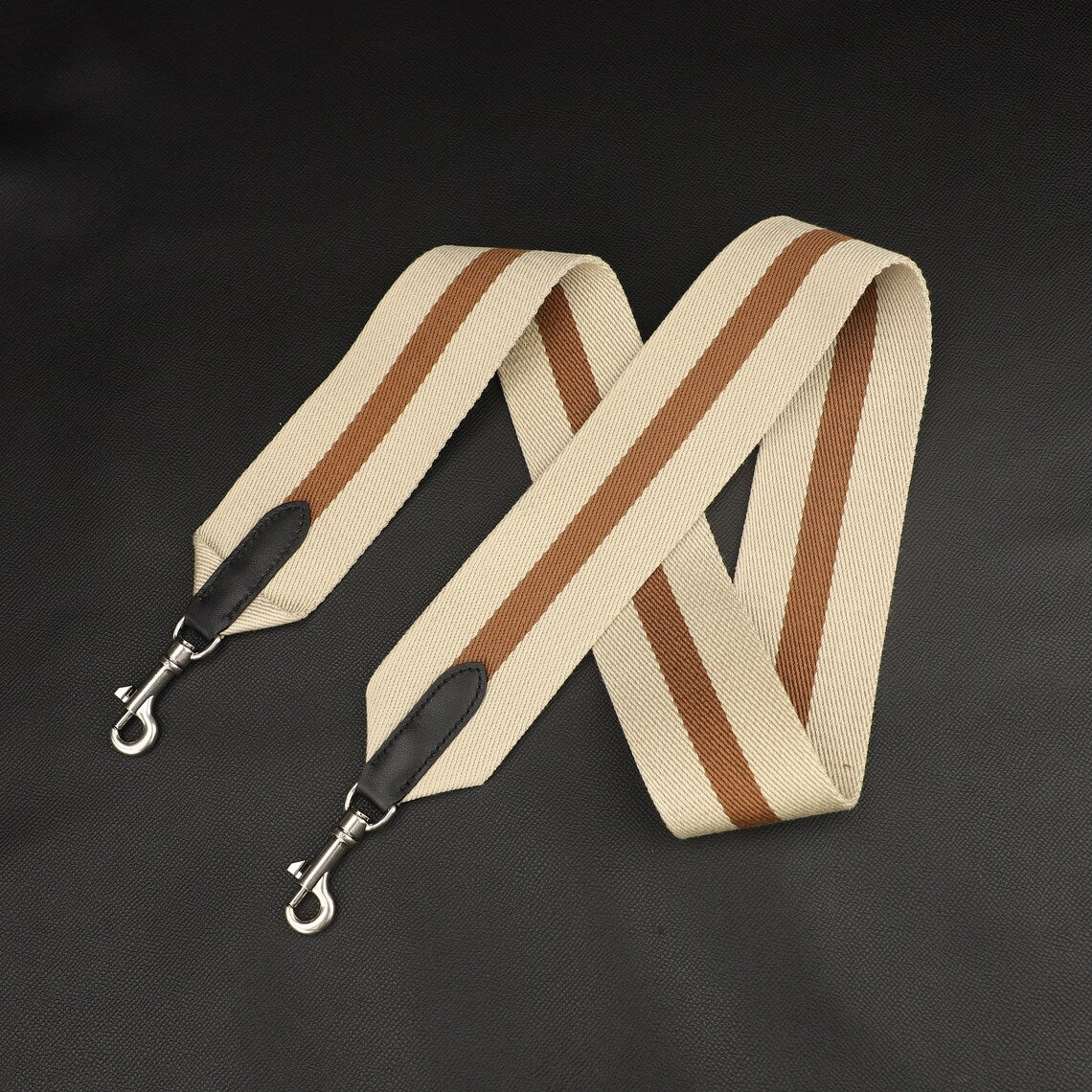 Textile & Calfskin Bag Strap: 2" Wide, Crossbody or Shoulder