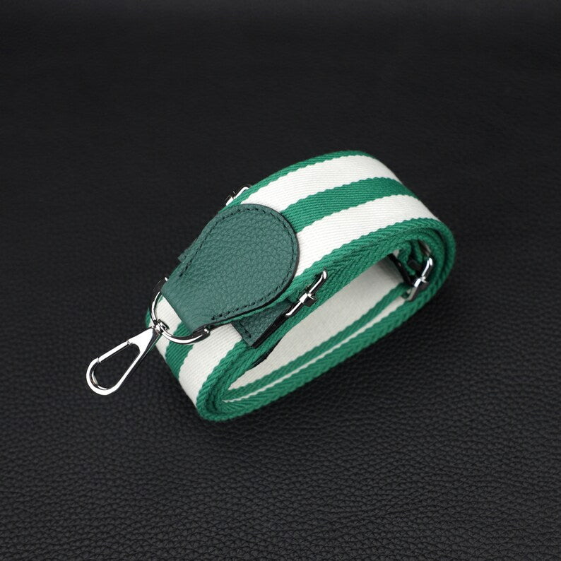 Striped Canvas Crossbody Bag Strap - 50mm Wide Adjustable Replacement