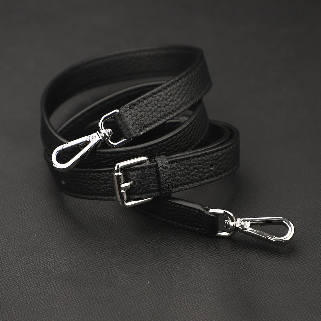 Hermès Style Black Togo Leather Adjustable Bandoulière (18mm Slim): Compatible Crossbody/Shoulder Strap