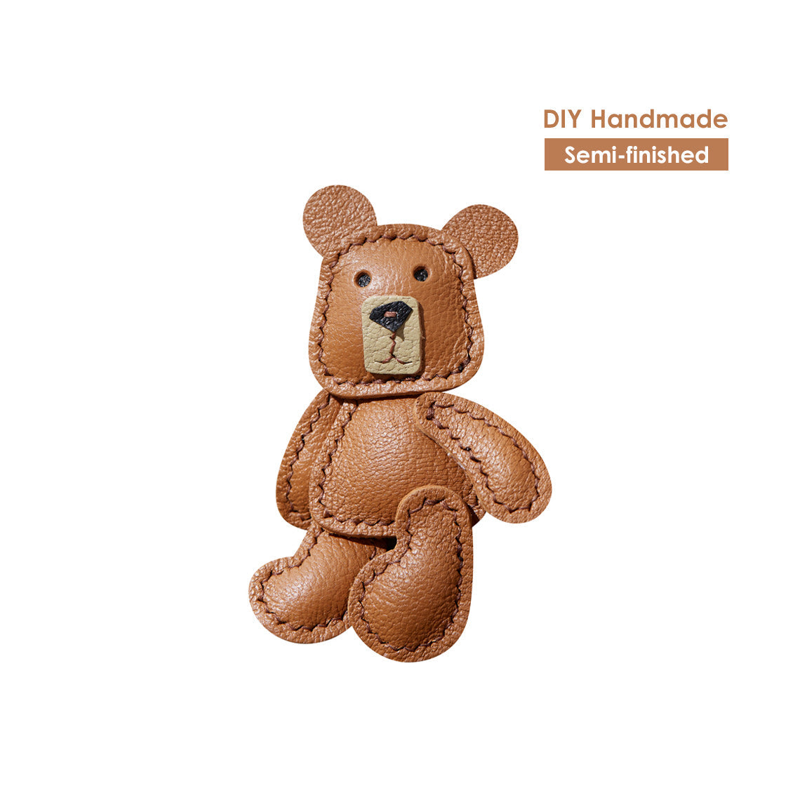 Brown Bear DIY Keychain Kit | Brown Leather Bear Charm Ornament - Wirkin™