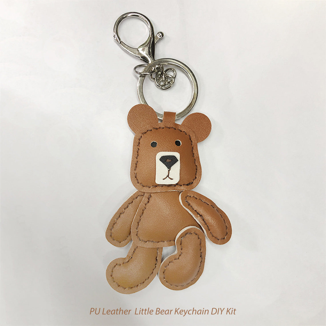 PU Faux Leather Brown Bear Keychain Charm | DIY Keychain Kits - Wirkin™