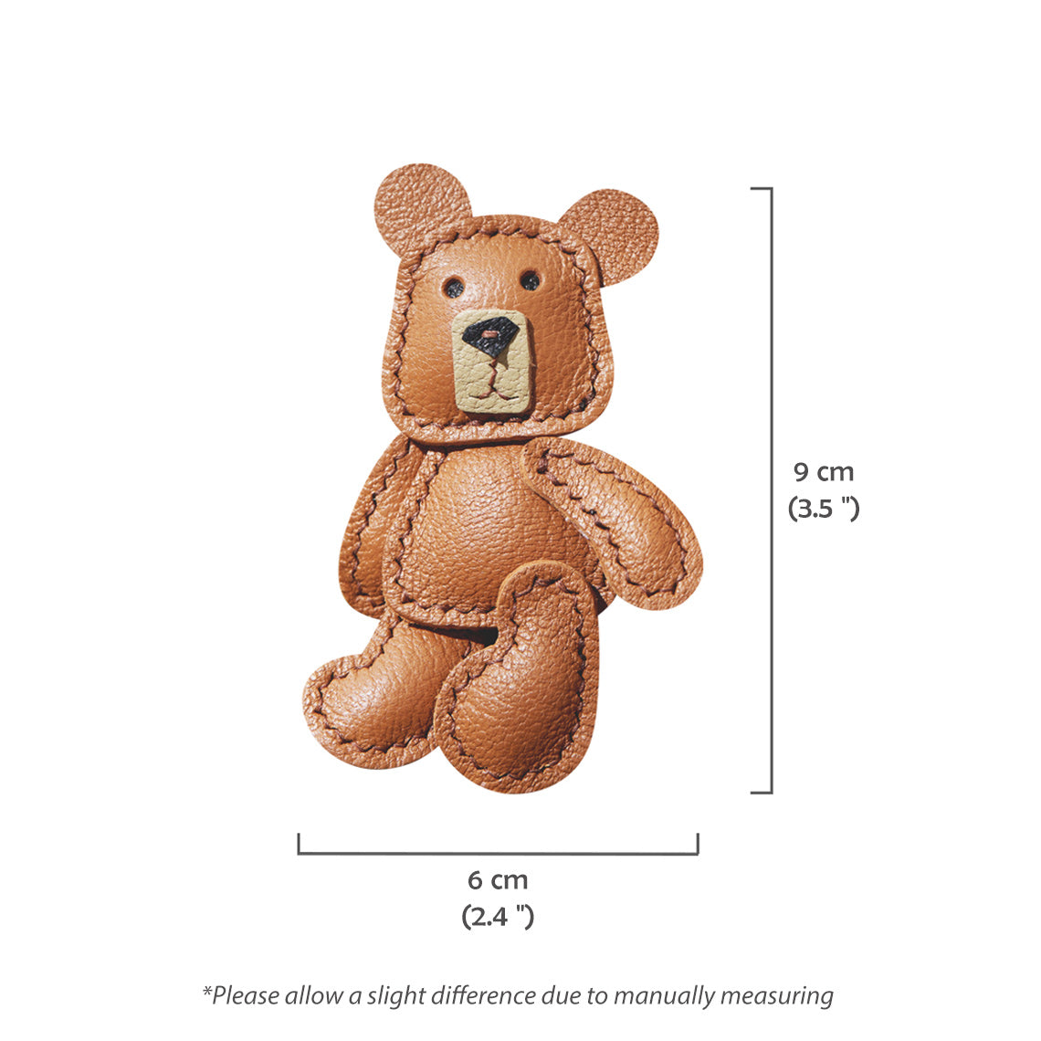 Leather Brown Bear Keychain Charm Size | DIY Keychain Kits - Wirkin™