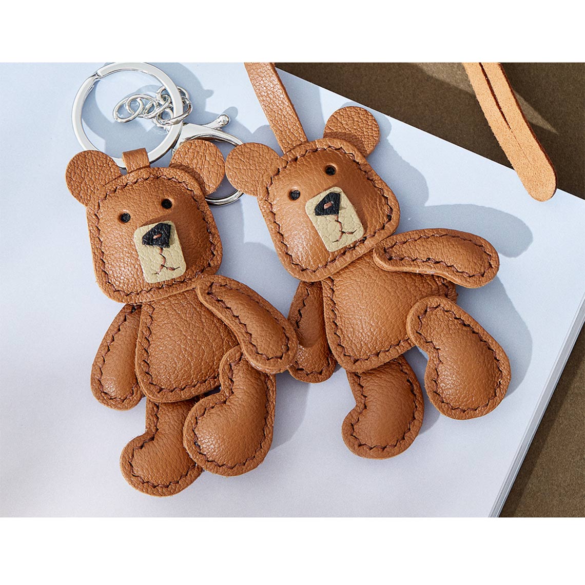 Lambskin Leather Brown Bear Keychain Charm | DIY Keychain Kits - Wirkin™