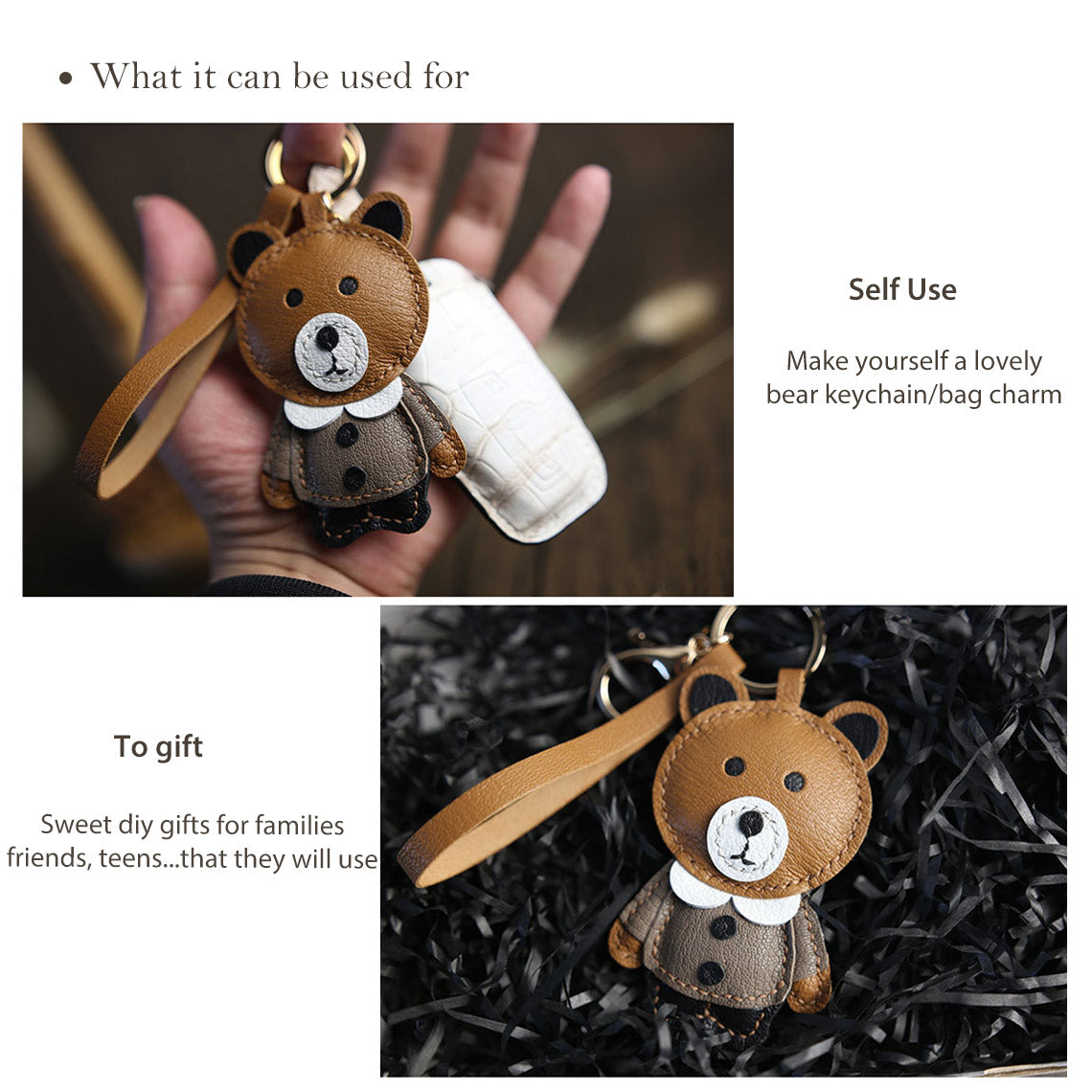 Brown Bear Leather Keychain Making Kit | DIY Handmade Gift Pendant Keychain - Wirkin™