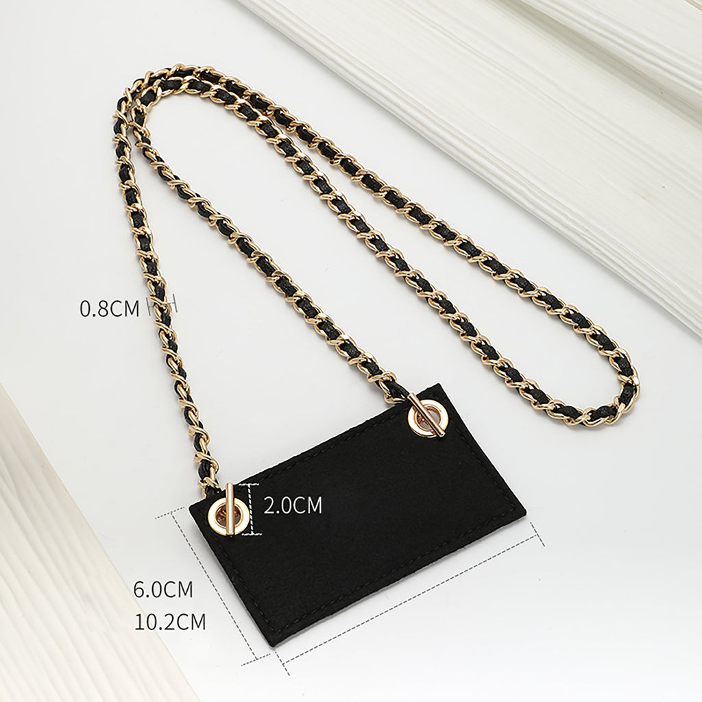 Handmade Chain Strap with Leather & Felt Liner for Women’s Wallet – Customizable Purse Accessory for Wallet Transformation