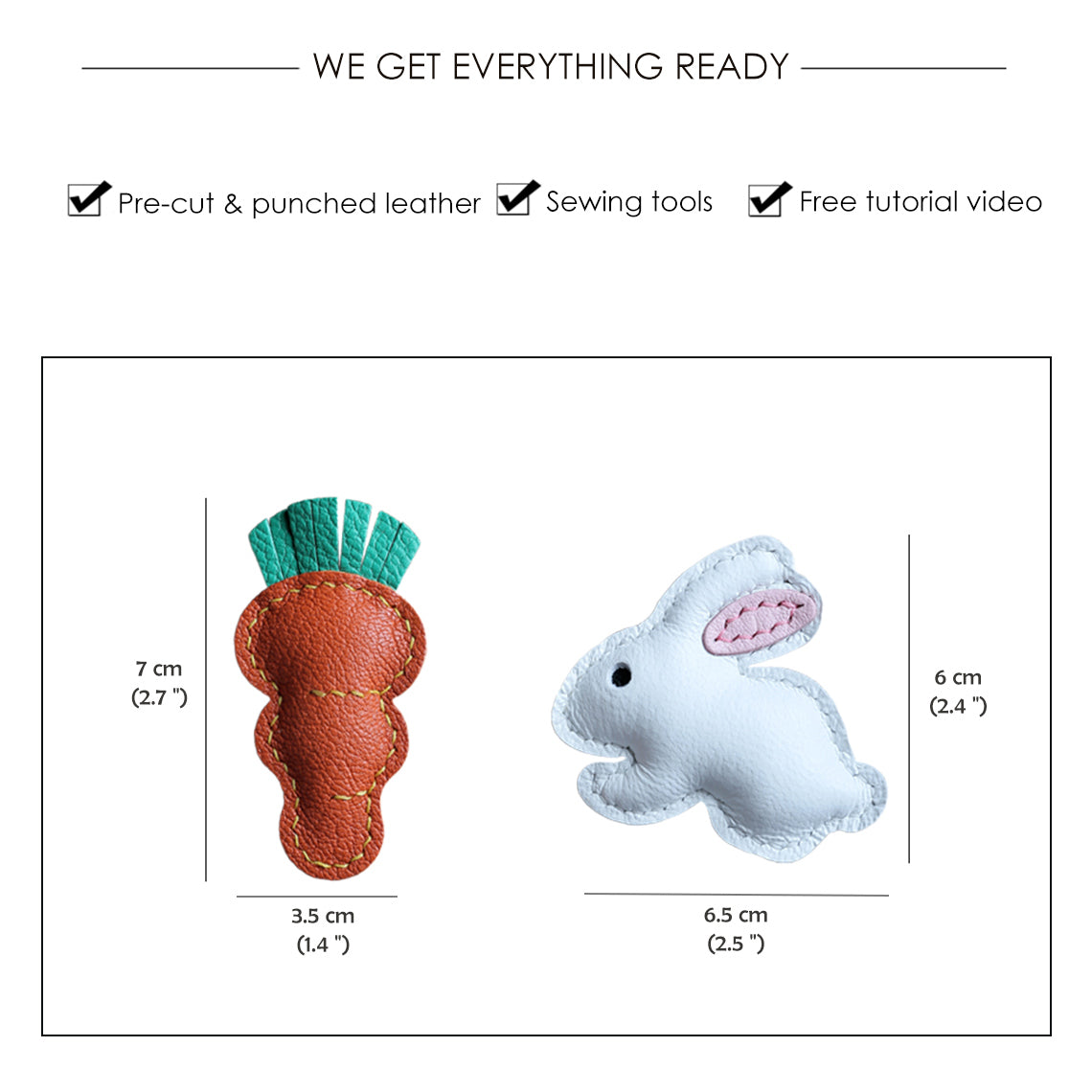 DIY Leather Bunny & Carrot Keychain Kit | DIY Gift Ideas for Bunny Rabbit Lovers - Wirkin™ DIY Leathercrafts