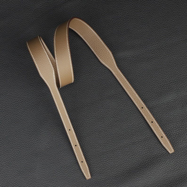 Artisanal Togo Leather Bandoulière (30mm Wide): Hand-Stitched Shoulder Strap Compatible with Hermès Halzan Bag