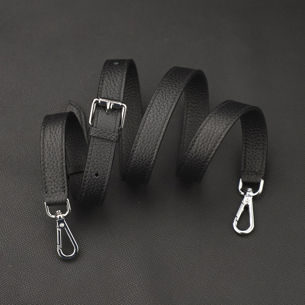 Hermès Style Black Togo Leather Adjustable Bandoulière (18mm Slim): Compatible Crossbody/Shoulder Strap