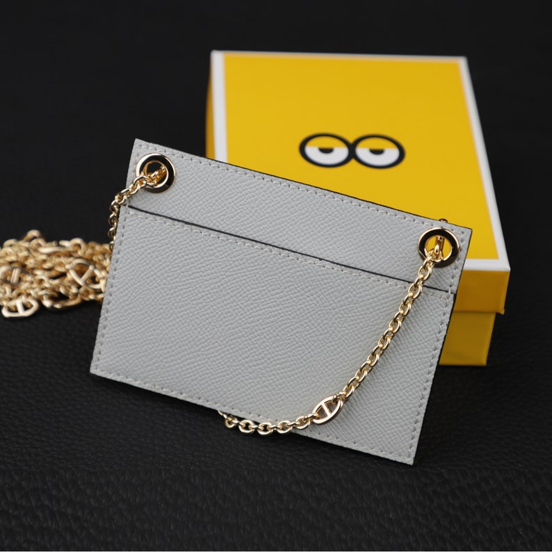 Epsom Leather Wallet Insert with Chain Strap: Constance Compact Wallet