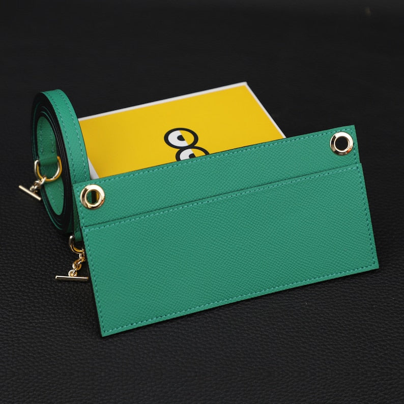 Epsom Leather Wallet Insert & Shoulder Strap: Crossbody Purse Strap