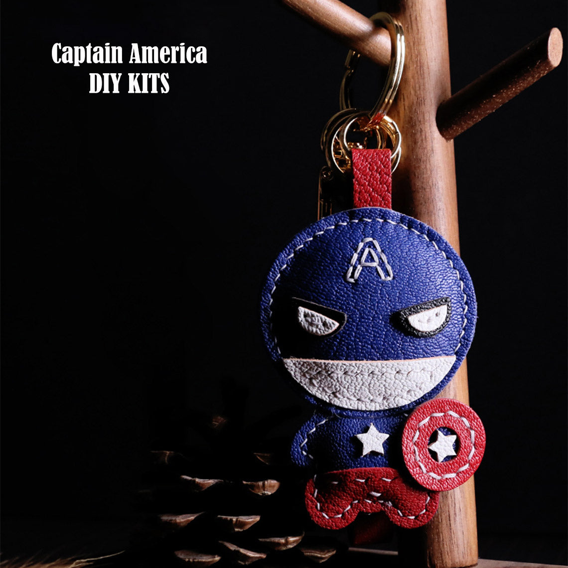 Leather Captain America Keychain Kit | Best Unique DIY Keychain Idea Keyring Making Kit - Wirkin™