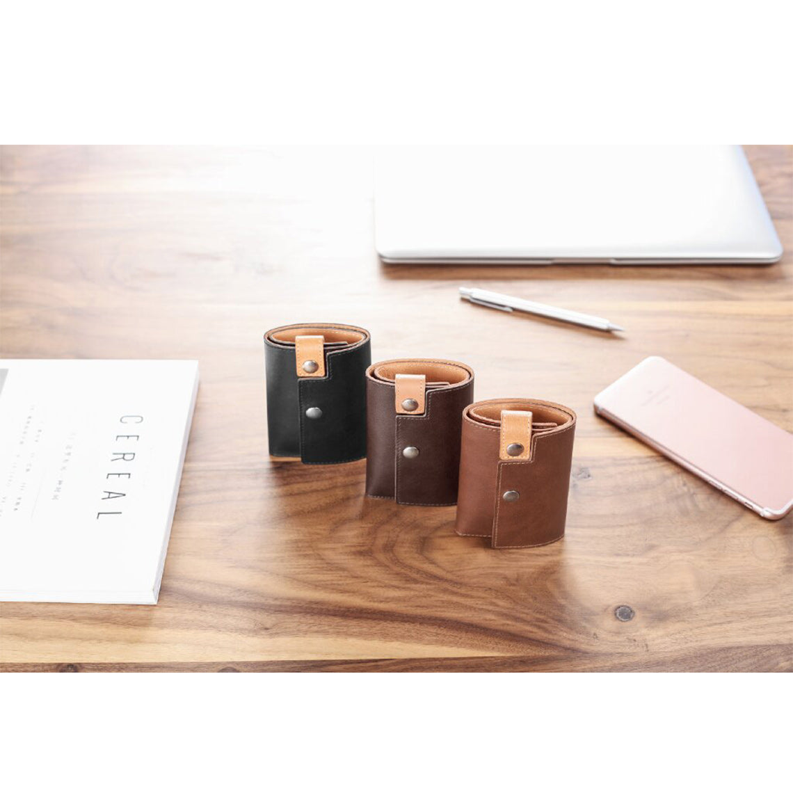 Real Leather Card Holder & Money Clip | Black & Brown - Wirkin™