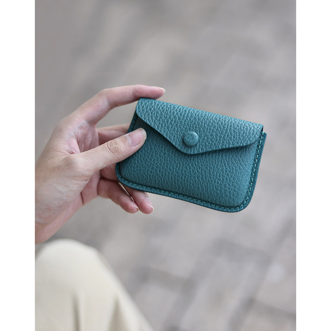 Peacock Blue Leather Small Wallet Card Holder | Make a Leather Card Holder with DIY Kits - Wirkin™
