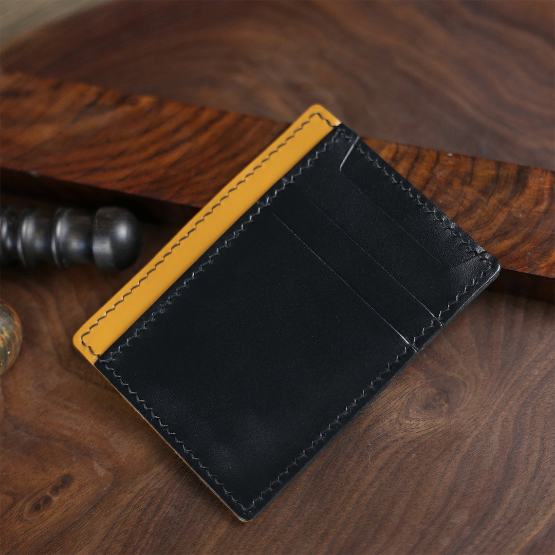Black & Brown Handmade Leather Card Holder for Men - Wirkin™