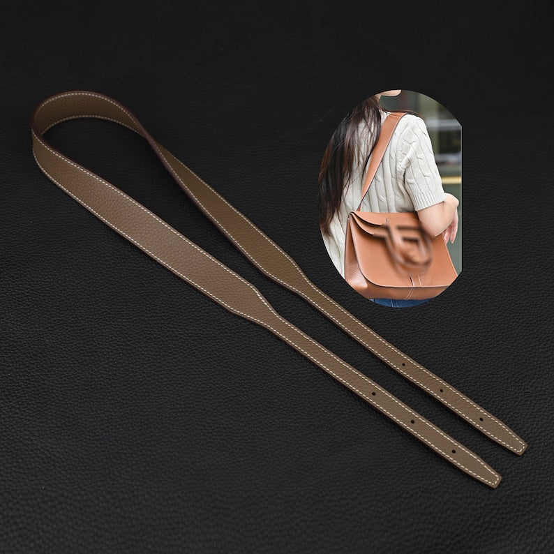 Hermès Style Etoupe (18) Togo Leather Bandoulière (30mm Wide): Compatible Shoulder/Crossbody Strap