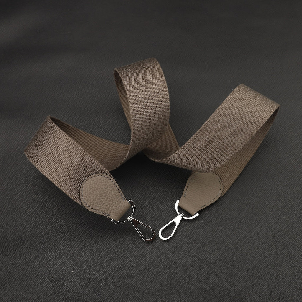 Canvas Bag Strap: 5cm Wide, Leather Accents, Gold Clasp