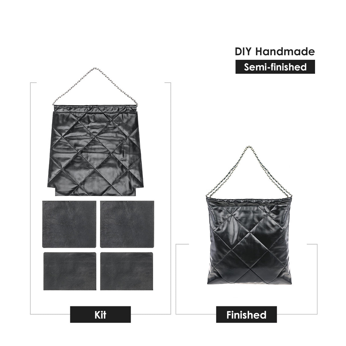 Wirkin® Top Grain Leather Quilted Chain Tote Bag DIY Kit