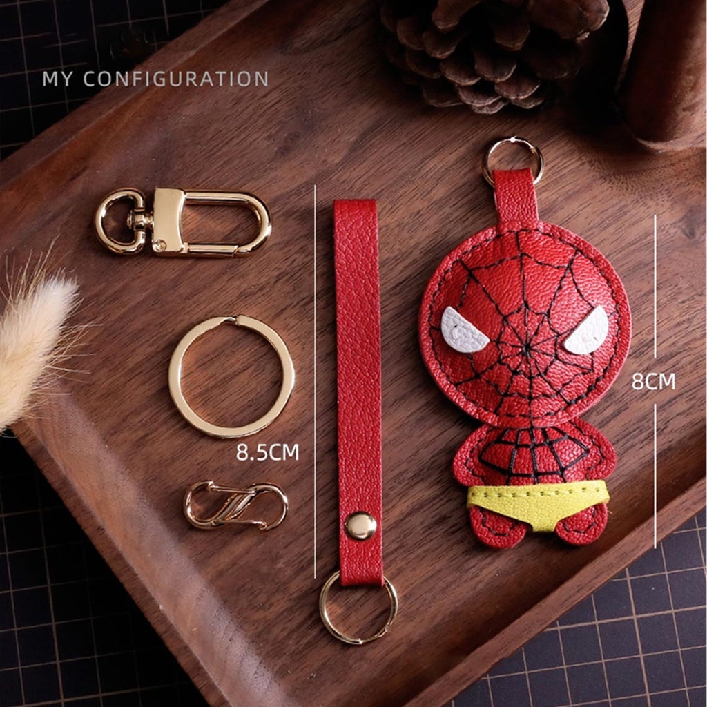 Avengers Spider Man Leather Keyring | Handmade Gifts for Superhero Fans - Wirkin™