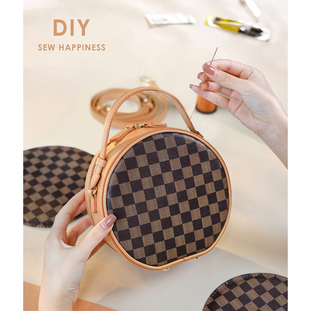 Wirkin® Top Grain Leather Checker Mini Round Bag DIY Kit