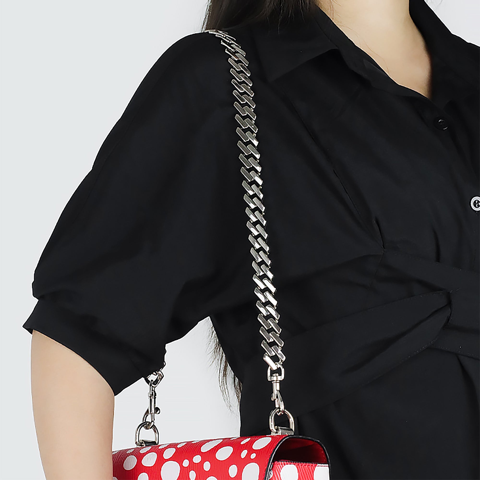 Silver Wide Chain Strap – Durable Crossbody & Handbag Replacement for Bag Customization