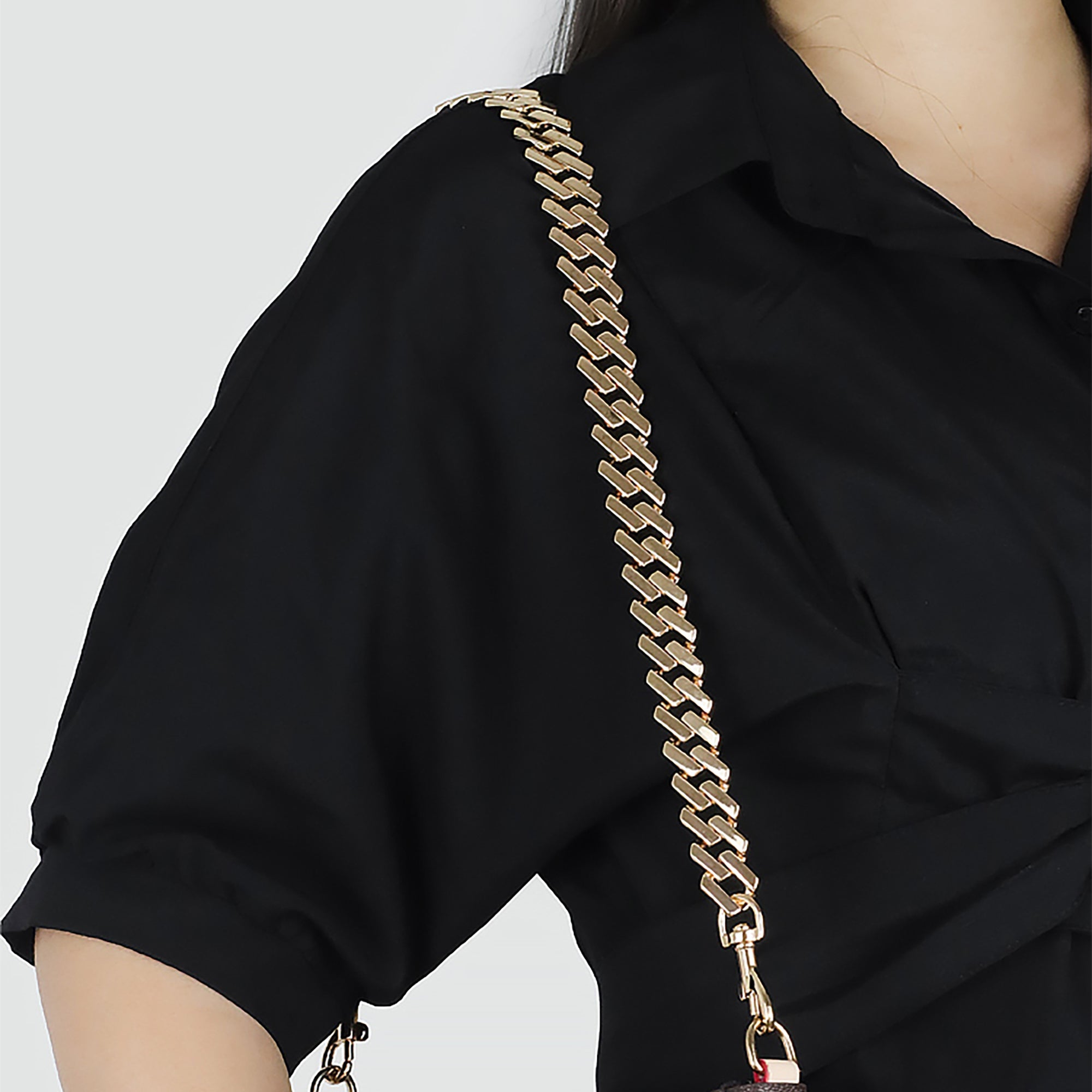 Silver Wide Chain Strap – Durable Crossbody & Handbag Replacement for Bag Customization