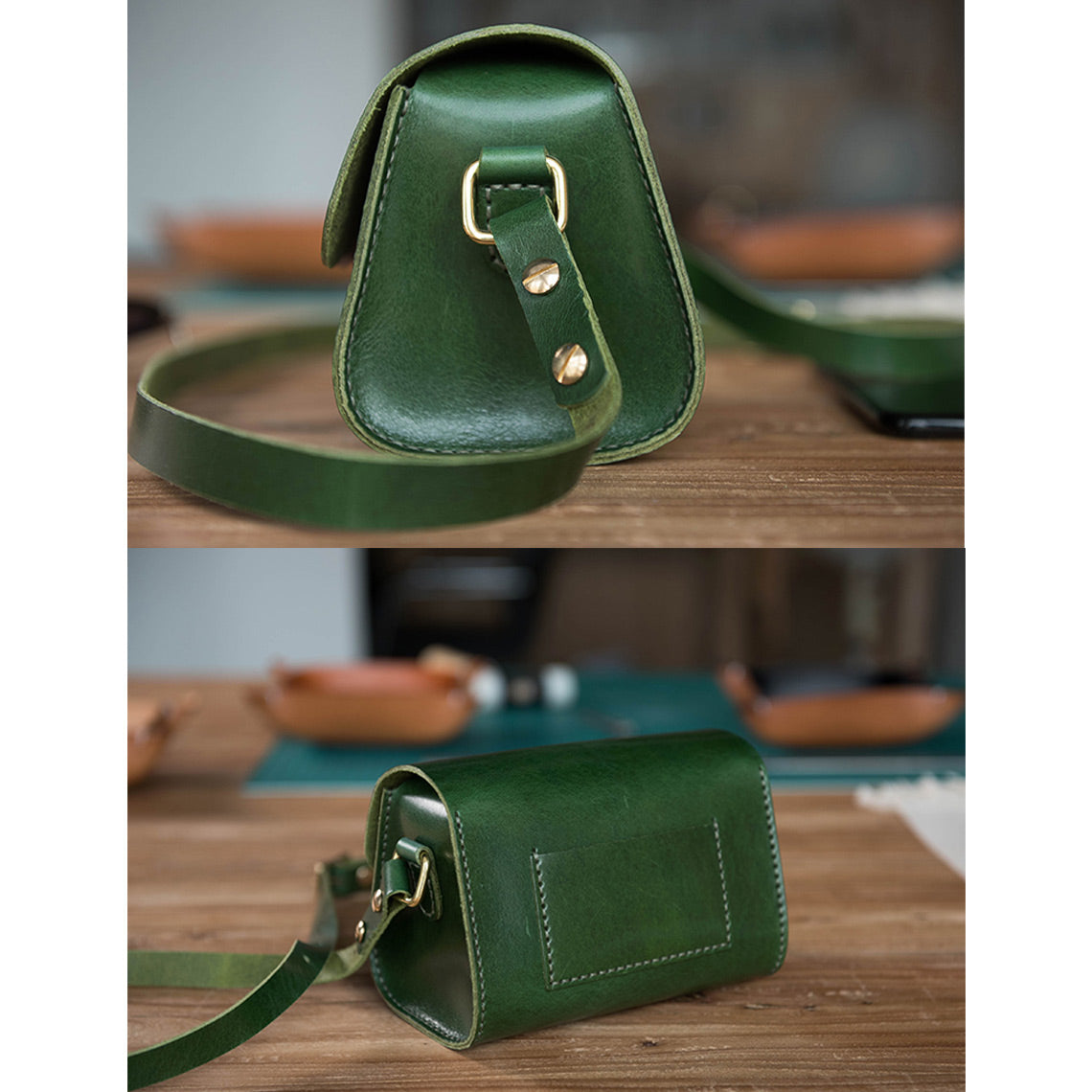 Leather crossbody bag green | Genuine Italian leather crossbody bag | Leather crossbody bag green | Wirkin™