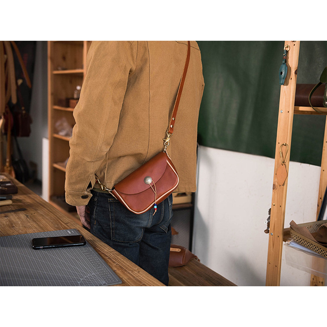 Unisex Handmade Leather Crossbody Bag | DIY Leather Bag Kits, DIY Leather Projects - Wirkin™