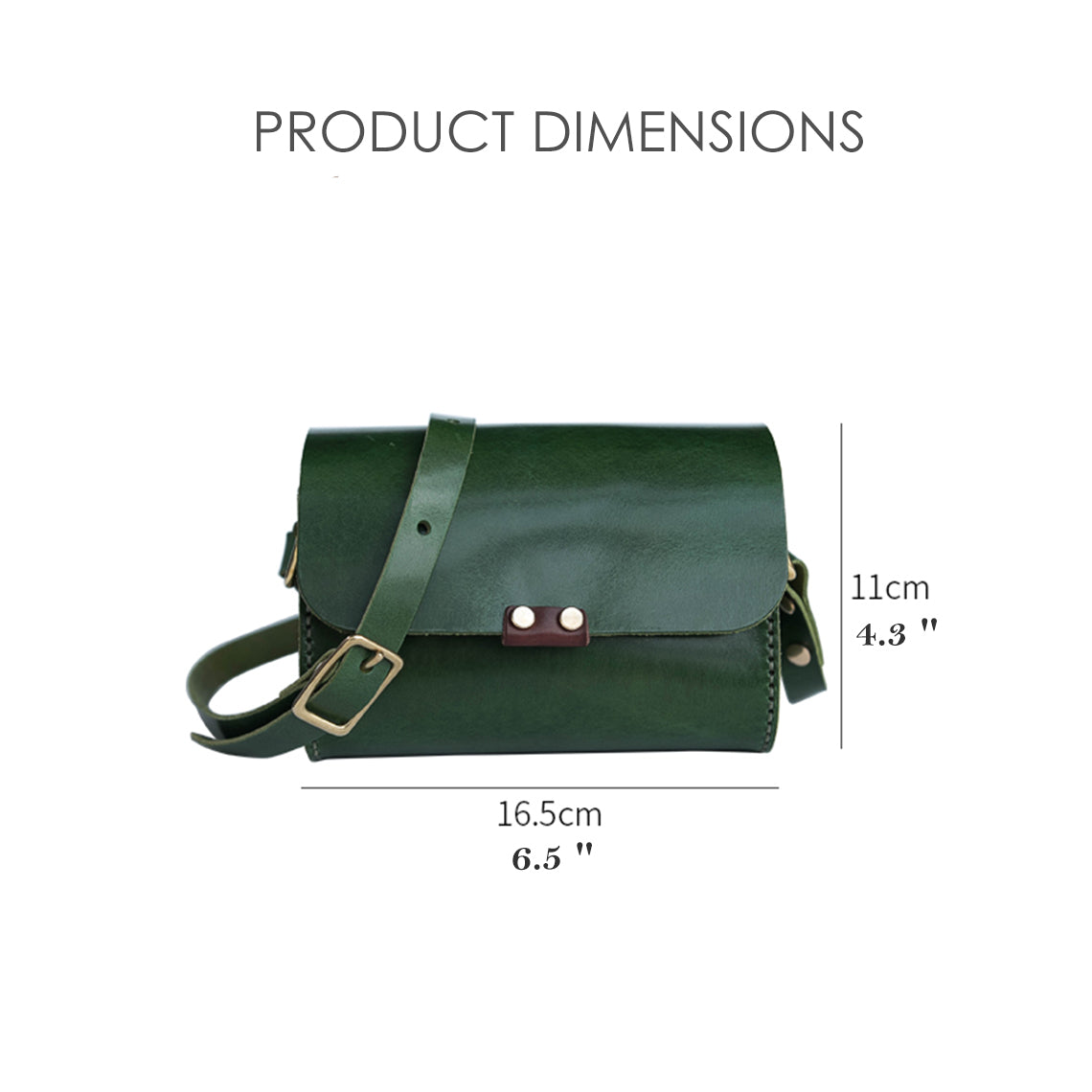 Green leather crossbody bag size | Genuine leather round satchel bag green | Wirkin™