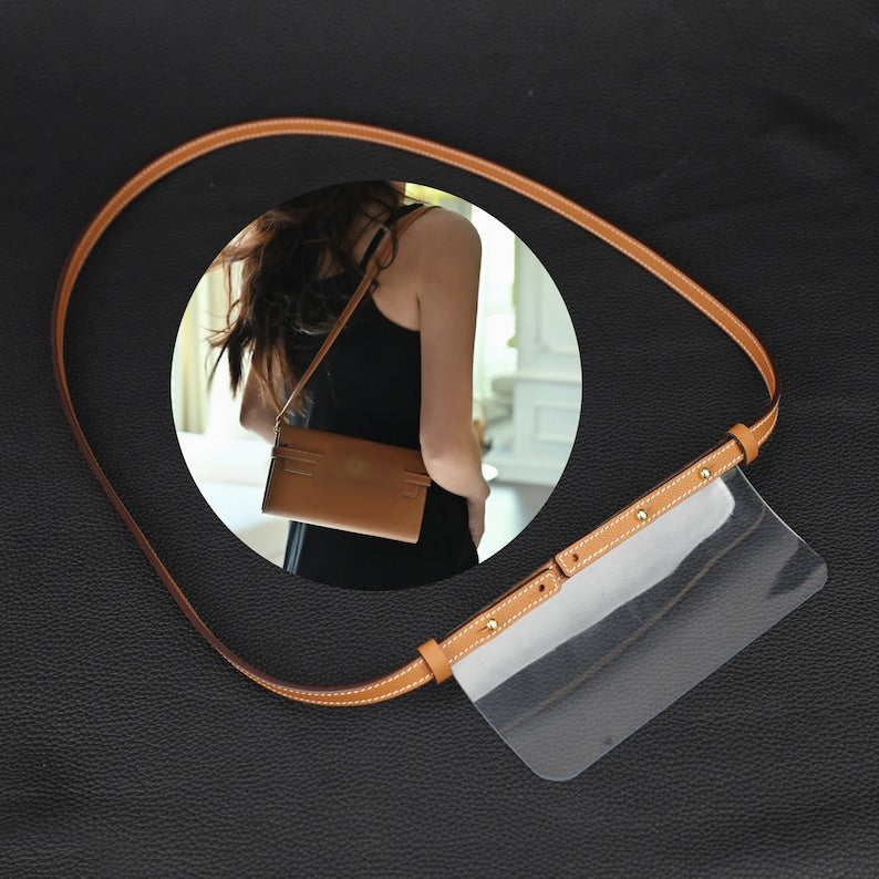 Epsom Leather Wallet Strap with Clear Insert: Kelly & Constance Wallets