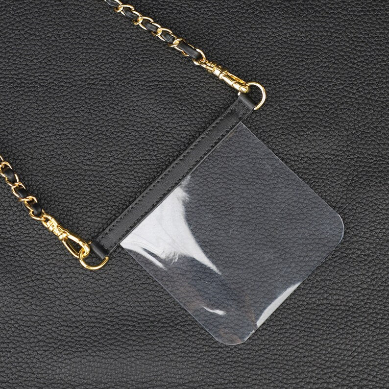 Leather Chain Wallet Strap: Transparent Silicone Insert
